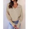 ZESICA Women’s Fall Lapel Collar V Neck Long Sleeve Ribbed Knit Comfy Loose Casual Pullover Sweater Jumper Top(Oatmeal)
