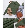 ZESICA Women’s Fall Lapel Collar V Neck Long Sleeve Ribbed Knit Comfy Loose Casual Pullover Sweater Jumper Top(Olive)