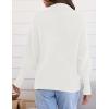 ZESICA Women’s Fall Lapel Collar V Neck Long Sleeve Ribbed Knit Comfy Loose Casual Pullover Sweater Jumper Top(White)