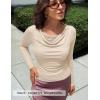 ZESICA Women’s Fall Long Sleeve Tops 2026 Casual Cowl Neck Lace Slim Fit Going Out Y2k Knit Shirts Blouses(Apricot)