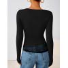 ZESICA Women’s Fall Long Sleeve Tops 2026 Casual Cowl Neck Lace Slim Fit Going Out Y2k Knit Shirts Blouses(Black)
