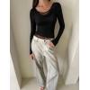 ZESICA Women’s Fall Long Sleeve Tops 2026 Casual Cowl Neck Lace Slim Fit Going Out Y2k Knit Shirts Blouses(Black)