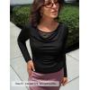 ZESICA Women’s Fall Long Sleeve Tops 2026 Casual Cowl Neck Lace Slim Fit Going Out Y2k Knit Shirts Blouses(Black)