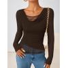 ZESICA Women’s Fall Long Sleeve Tops 2026 Casual Cowl Neck Lace Slim Fit Going Out Y2k Knit Shirts Blouses(Brown)