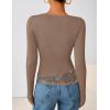 ZESICA Women’s Fall Long Sleeve Tops 2026 Casual Cowl Neck Lace Slim Fit Going Out Y2k Knit Shirts Blouses(Khaki)