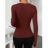 ZESICA Women’s Fall Long Sleeve Tops 2026 Casual Crewneck Ruched Shirts Slim Fit Going Out Y2K Blouses(Rust)