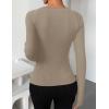 ZESICA Women’s Fall Long Sleeve Tops 2026 Casual Crewneck Ruched Shirts Slim Fit Going Out Y2K Blouses(Stone)