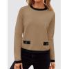 ZESICA Women’s Fall Sweaters 2026 Long Sleeve Crewneck Knit Color Block Lightweight Pullover Tops Clothes