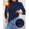 ZESICA Women’s Fleece Sherpa Lined Sweater 2026 Winter Thermal Shirts Long Sleeve Mock Neck Slim Fitted Pullover Tops(Navy)