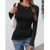 ZESICA Womens Floral Long Sleeve Shirts 2026 Spring Boat Neck Mesh Ruched Tops Fitted Asymmetrical Going Out Blouses(Ebony)
