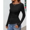 ZESICA Womens Floral Long Sleeve Shirts 2026 Spring Boat Neck Mesh Ruched Tops Fitted Asymmetrical Going Out Blouses(Ebony)