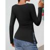 ZESICA Womens Floral Long Sleeve Shirts 2026 Spring Boat Neck Mesh Ruched Tops Fitted Asymmetrical Going Out Blouses(Ebony)
