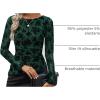 ZESICA Womens Floral Long Sleeve Shirts 2026 Spring Boat Neck Mesh Ruched Tops Fitted Asymmetrical Going Out Blouses(Green)