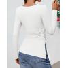 ZESICA Womens Floral Long Sleeve Shirts 2026 Spring Boat Neck Mesh Ruched Tops Fitted Asymmetrical Going Out Blouses(Ivory)