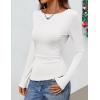 ZESICA Womens Floral Long Sleeve Shirts 2026 Spring Boat Neck Mesh Ruched Tops Fitted Asymmetrical Going Out Blouses(Ivory)