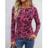 ZESICA Womens Floral Long Sleeve Shirts 2026 Spring Boat Neck Mesh Ruched Tops Fitted Asymmetrical Going Out Blouses(Rose)