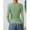 ZESICA Womens Floral Long Sleeve Shirts 2026 Spring Boat Neck Mesh Ruched Tops Fitted Asymmetrical Going Out Blouses(Sage)