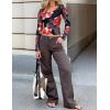 ZESICA Womens Floral Mesh Long Sleeve Tops 2026 Fall Cowl Neck Slim Fit Going Out Y2k Shirts Trendy Date Night Outfits(Black)