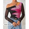 ZESICA Women’s Floral Off Shoulder Long Sleeve Tops 2026 Spring Mesh Ruched Fitted Trendy Going Out Shirts Blouses(Black)