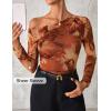 ZESICA Women’s Floral Off Shoulder Long Sleeve Tops 2026 Spring Mesh Ruched Fitted Trendy Going Out Shirts Blouses(Brown)