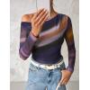 ZESICA Women’s Floral Off Shoulder Long Sleeve Tops 2026 Spring Mesh Ruched Fitted Trendy Going Out Shirts Blouses(Darkpurple)