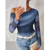 ZESICA Women’s Floral Off Shoulder Long Sleeve Tops 2026 Spring Mesh Ruched Fitted Trendy Going Out Shirts Blouses(Dustyblue)