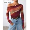 ZESICA Women’s Floral Off Shoulder Long Sleeve Tops 2026 Spring Mesh Ruched Fitted Trendy Going Out Shirts Blouses(Fuchsia)
