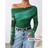 ZESICA Women’s Floral Off Shoulder Long Sleeve Tops 2026 Spring Mesh Ruched Fitted Trendy Going Out Shirts Blouses(Green)