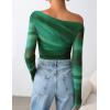 ZESICA Women’s Floral Off Shoulder Long Sleeve Tops 2026 Spring Mesh Ruched Fitted Trendy Going Out Shirts Blouses(Green)