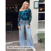 ZESICA Women’s Floral Off Shoulder Long Sleeve Tops 2026 Spring Mesh Ruched Fitted Trendy Going Out Shirts Blouses(Lakeblue)