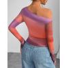 ZESICA Women’s Floral Off Shoulder Long Sleeve Tops 2026 Spring Mesh Ruched Fitted Trendy Going Out Shirts Blouses(Pinkpurple)