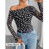 ZESICA Women’s Floral Off Shoulder Long Sleeve Tops 2026 Spring Mesh Ruched Fitted Trendy Going Out Shirts Blouses(Pointblack)