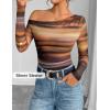 ZESICA Women’s Floral Off Shoulder Long Sleeve Tops 2026 Spring Mesh Ruched Fitted Trendy Going Out Shirts Blouses(Rosebrown)
