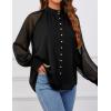 ZESICA Women’s Floral Print Blouse 2026 Long Sleeve Button Down Casual Fall Boho Oversized Tops Shirts(Black)