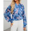 ZESICA Women’s Floral Print Blouse 2026 Long Sleeve Button Down Casual Fall Boho Oversized Tops Shirts(Block Blue)