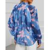 ZESICA Women’s Floral Print Blouse 2026 Long Sleeve Button Down Casual Fall Boho Oversized Tops Shirts(Block Blue)