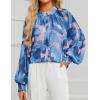 ZESICA Women’s Floral Print Blouse 2026 Long Sleeve Button Down Casual Fall Boho Oversized Tops Shirts(Block Blue)