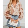 ZESICA Women’s Floral Print Blouse 2026 Long Sleeve Button Down Casual Fall Boho Oversized Tops Shirts(Brown)