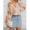 ZESICA Women’s Floral Print Blouse 2026 Long Sleeve Button Down Casual Fall Boho Oversized Tops Shirts(Brown)