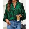 ZESICA Women’s Floral Print Blouse 2026 Long Sleeve Button Down Casual Fall Boho Oversized Tops Shirts(Dark Green)