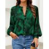 ZESICA Women’s Floral Print Blouse 2026 Long Sleeve Button Down Casual Fall Boho Oversized Tops Shirts(Dark Green)