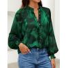 ZESICA Women’s Floral Print Blouse 2026 Long Sleeve Button Down Casual Fall Boho Oversized Tops Shirts(Dark Green)
