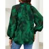 ZESICA Women’s Floral Print Blouse 2026 Long Sleeve Button Down Casual Fall Boho Oversized Tops Shirts(Dark Green)