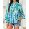 ZESICA Women’s Floral Print Blouse 2026 Long Sleeve Button Down Casual Fall Boho Oversized Tops Shirts(Lake)