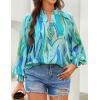 ZESICA Women’s Floral Print Blouse 2026 Long Sleeve Button Down Casual Fall Boho Oversized Tops Shirts(Lake)