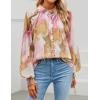 ZESICA Women’s Floral Print Blouse 2026 Long Sleeve Button Down Casual Fall Boho Oversized Tops Shirts(Pink)