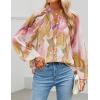 ZESICA Women’s Floral Print Blouse 2026 Long Sleeve Button Down Casual Fall Boho Oversized Tops Shirts(Pink)