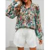 ZESICA Women’s Floral Print Blouse 2026 Long Sleeve Button Down Casual Fall Boho Oversized Tops Shirts(Pink Green)