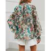 ZESICA Women’s Floral Print Blouse 2026 Long Sleeve Button Down Casual Fall Boho Oversized Tops Shirts(Pink Green)