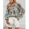 ZESICA Women’s Floral Print Blouse 2026 Long Sleeve Button Down Casual Fall Boho Oversized Tops Shirts(Pink Green)
